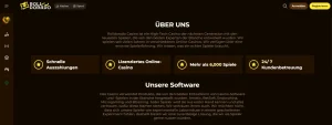 Kontaktbereich von Rolldorado mit Angaben zu Live-Chat und E-Mail